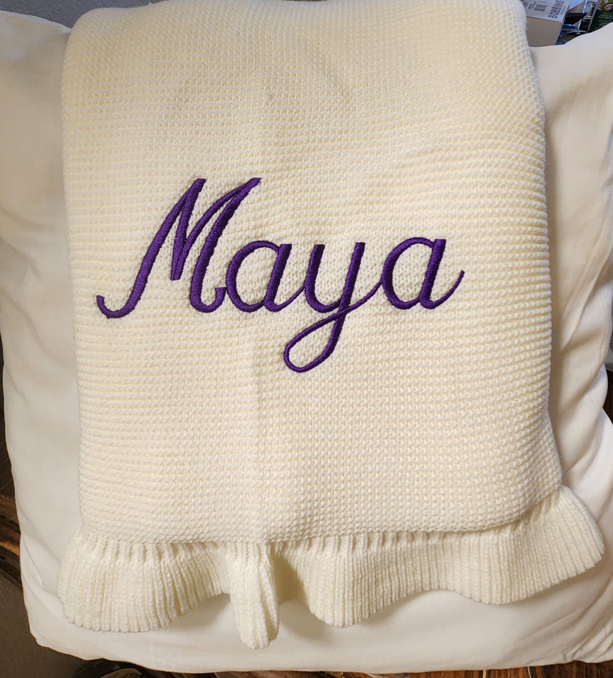 Personalized Embroidered Knit Blanket for Baby Boy or Girl | Custom Name or Initials