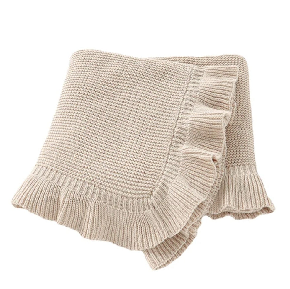 Cross Embroidered Knit Blanket for Baby Boy or Girl