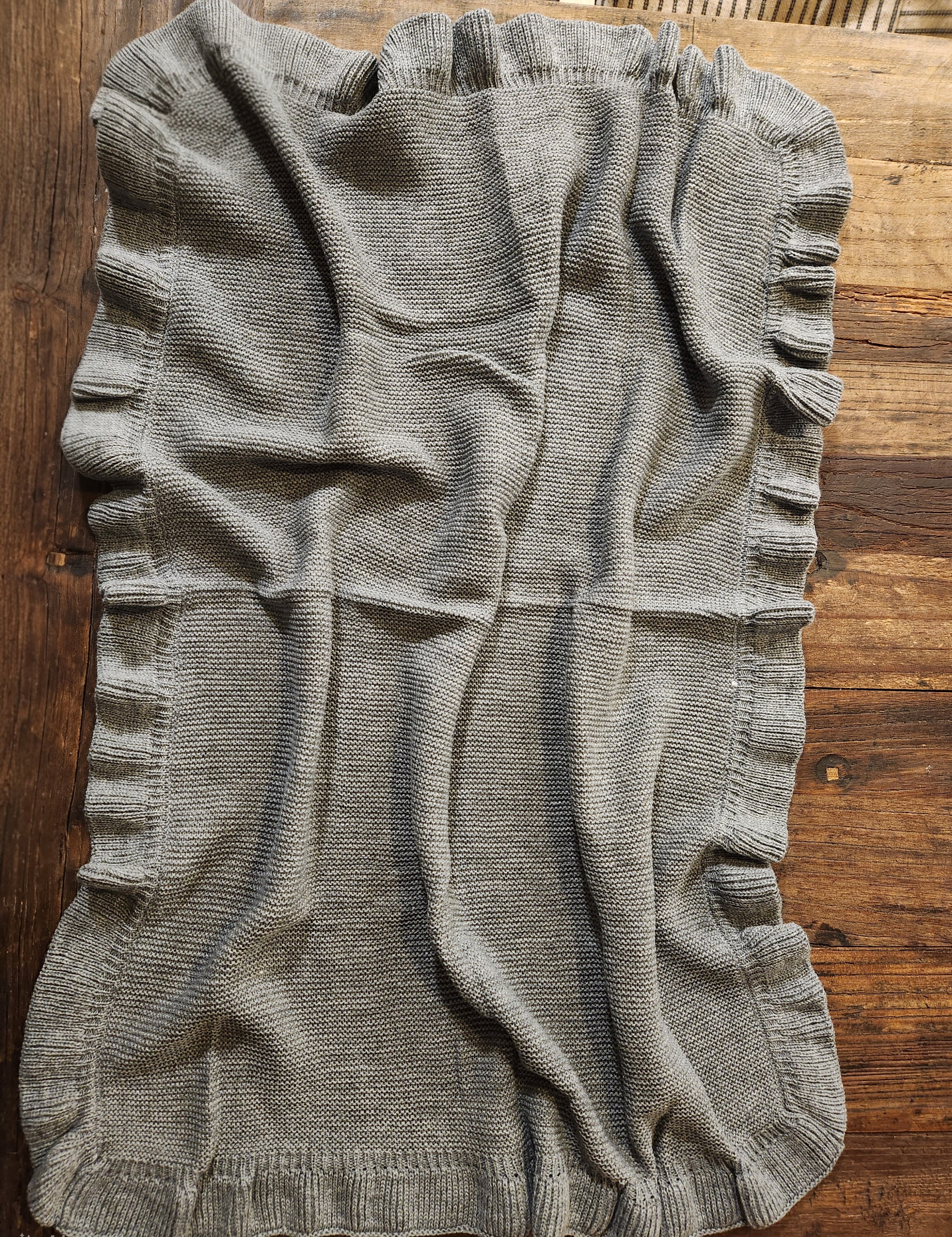 Cross Embroidered Knit Blanket for Baby Boy or Girl