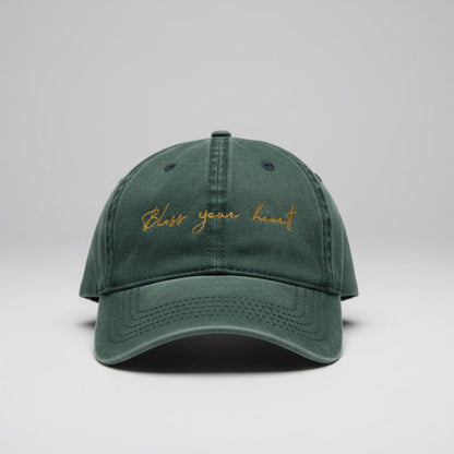 Bless your Heart Embroidered Hat-Concealed Ponytail-Under Visor Print