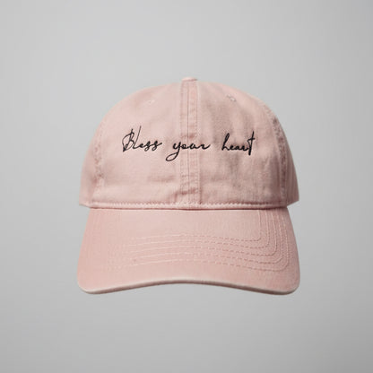 Bless your Heart Embroidered Hat-Concealed Ponytail-Under Visor Print